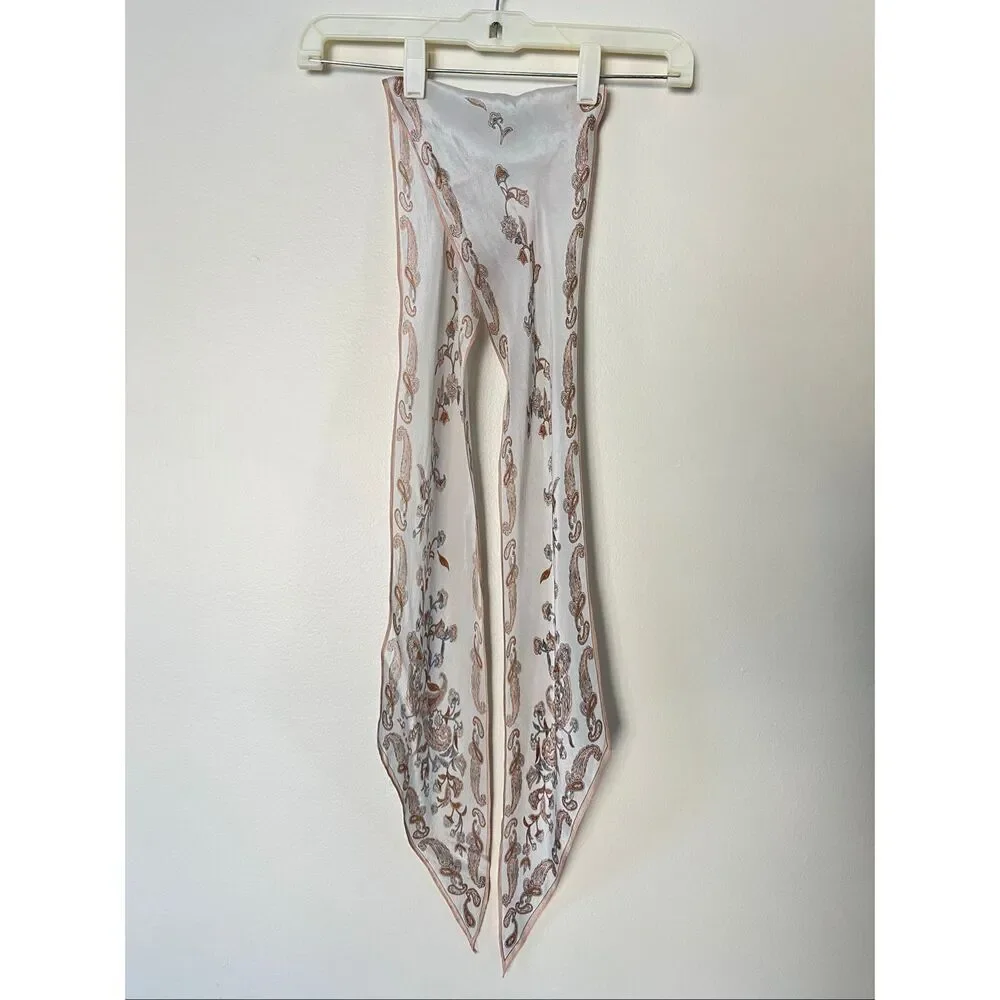 VTG Oscar de la Renta Silk Oblong Scarf Art Nouveau Romantic Bias Cut ~70”